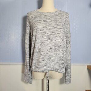 Aerie Small Heathered Gray Crewneck Longsleeve Drawstring Waist Cozy Lounge Top